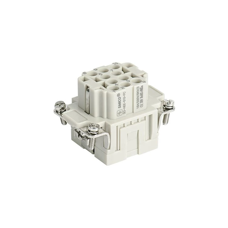 Female crimping electrical power connectors 10 pins HEE series