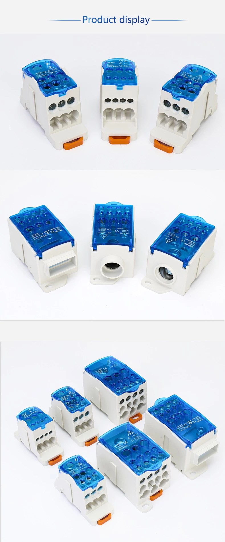 80A  Din Rail Distribution box  terminal block junction box with cover