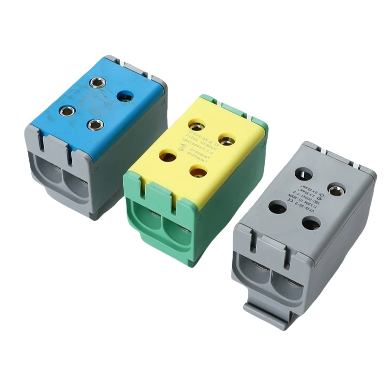 SOT5-35-2 Large Power Distribution Electric Copper Din Rail Busbar Screw Connection Terminal Blocks 2*50mm2