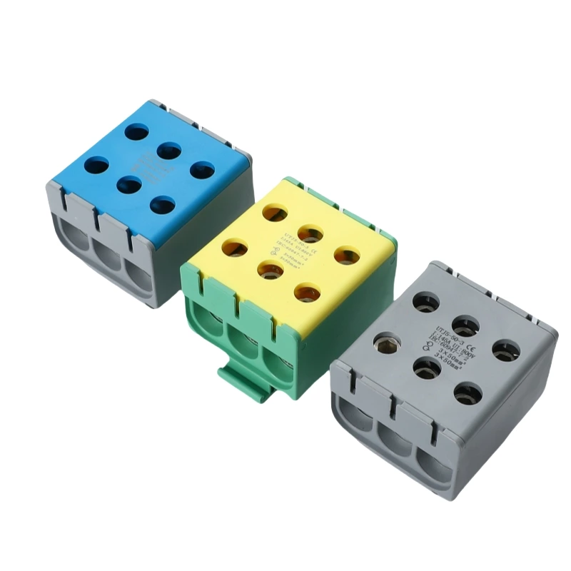 SOT5-50-3 Large Power Distribution Electric Aluninum Din Rail Busbar Screw Connection Terminal Blocks 3*50mm2